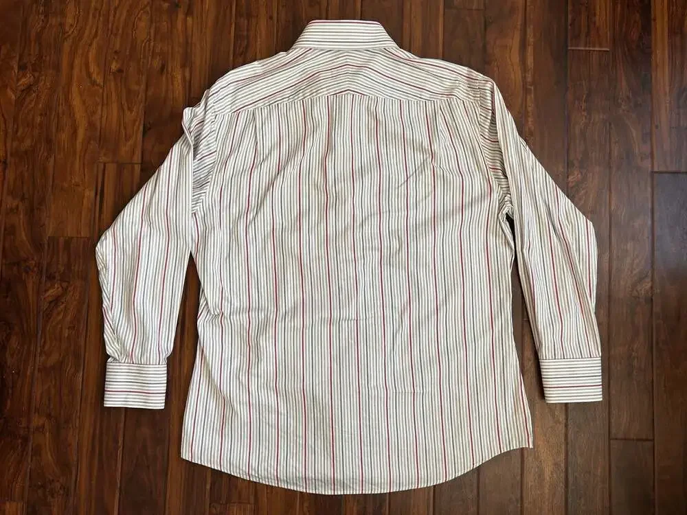 Devan Vincent Men's Long Sleeve Button Down Striped Dress Shirt, EUC